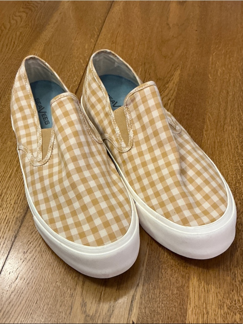 SeaVees Women's Gingham Slip-On Sneakers in Beige